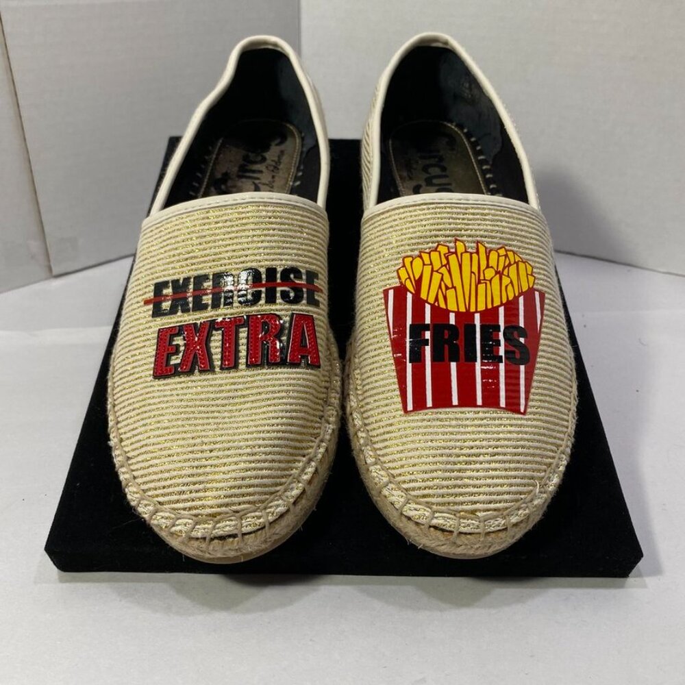 Circus by Sam Edelman “Extra Fries” Espadrille Flats White/Gold 7